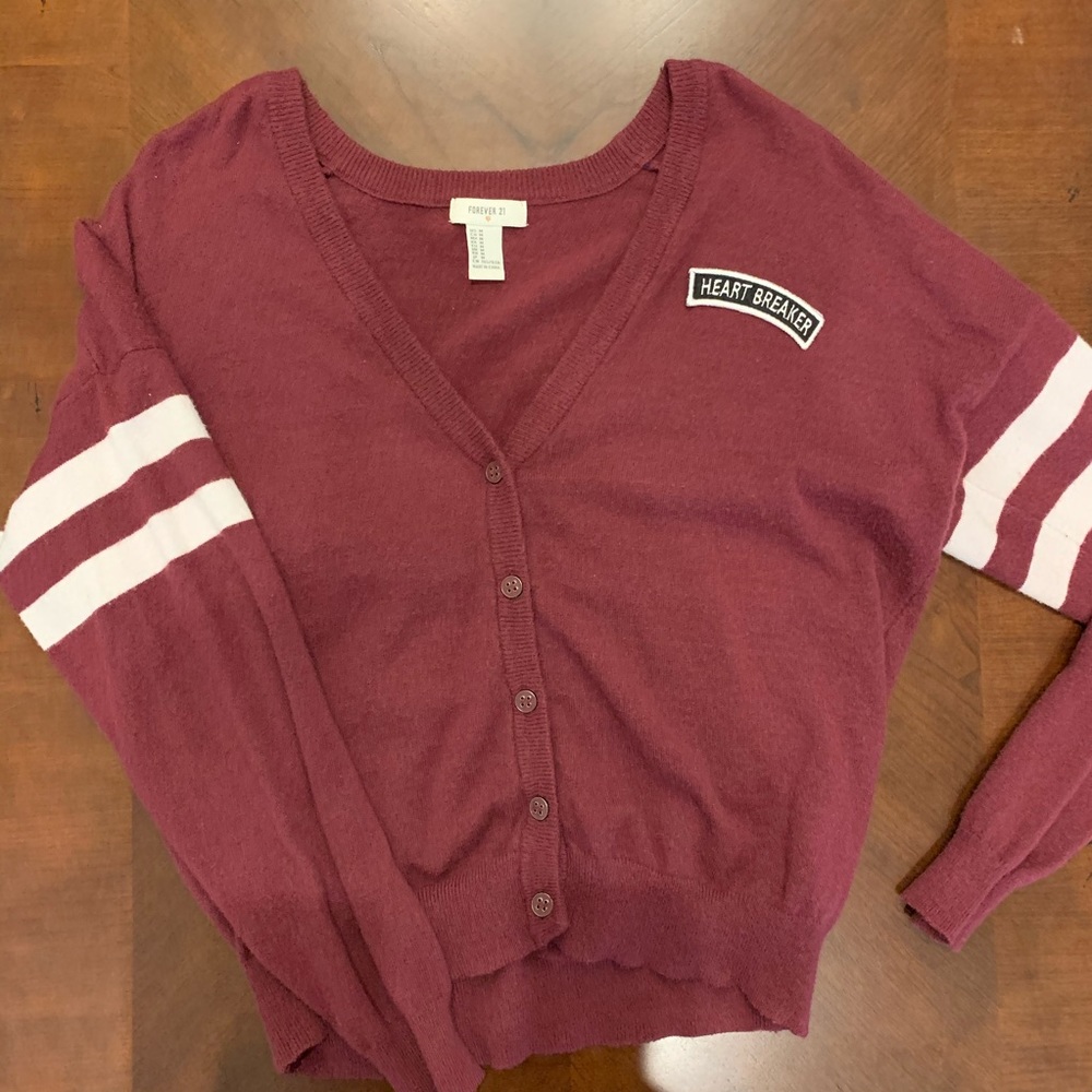 Forever 21 Burgundy Heartbreaker Cardigan